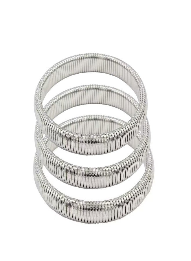Hoheng Sliver Bracelets for Women Chunky Sliver Bangles Bracelet Non Tarnish Silver Cuff Bracelets Jewelry Christmas Birthday Gifts - Image 1